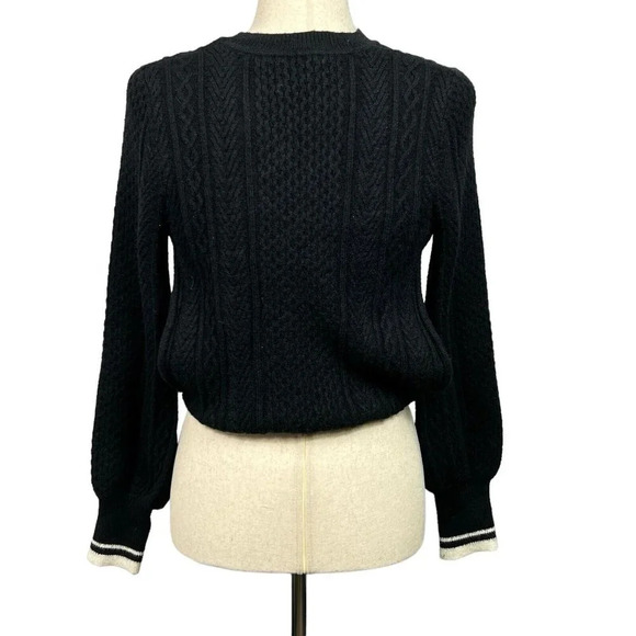 Black Cable Knit Women's Sweater - Picture 4 of 9